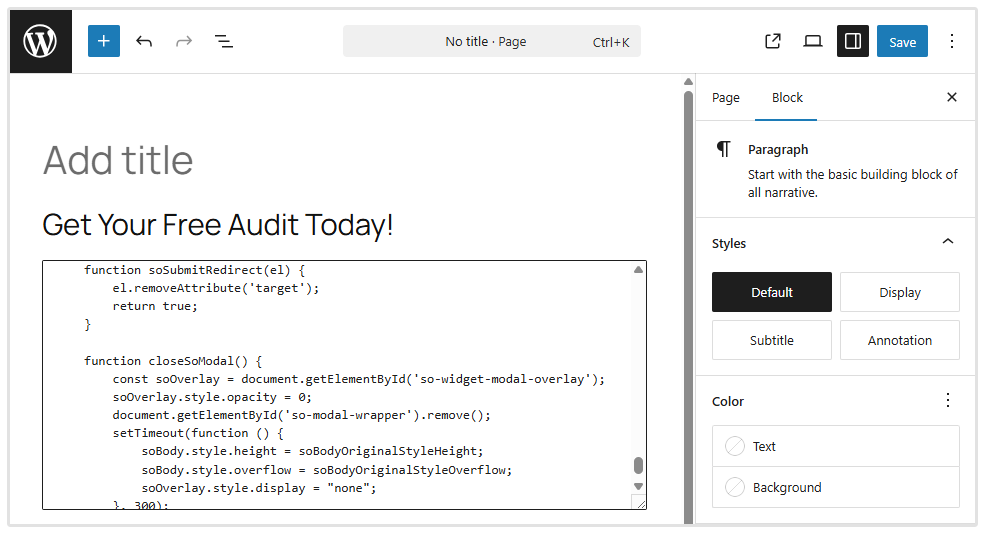 SEOptimer Embed Code WordPress